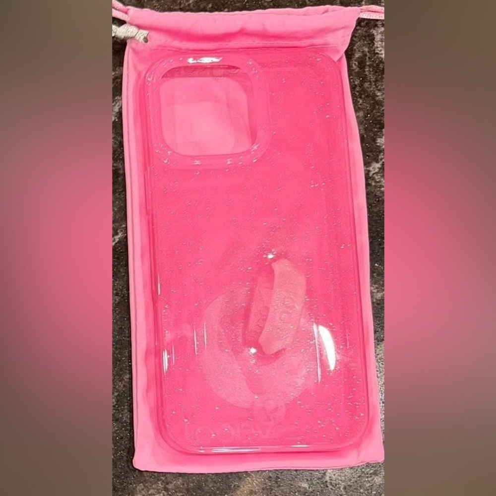 Sparkling Pink Phone Case with bag 16 pro max